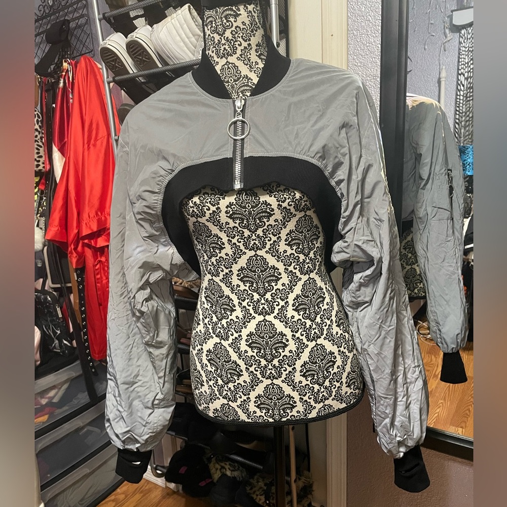 Reflective Cropped Zip Up Jacket - image 2